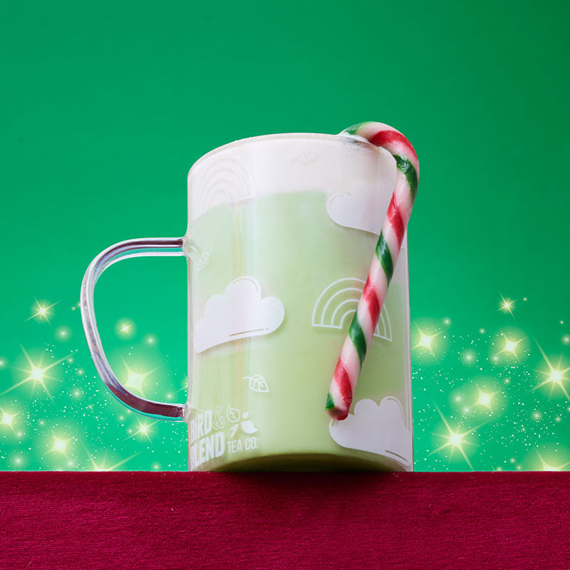 candy cane matcha with candy cane inside