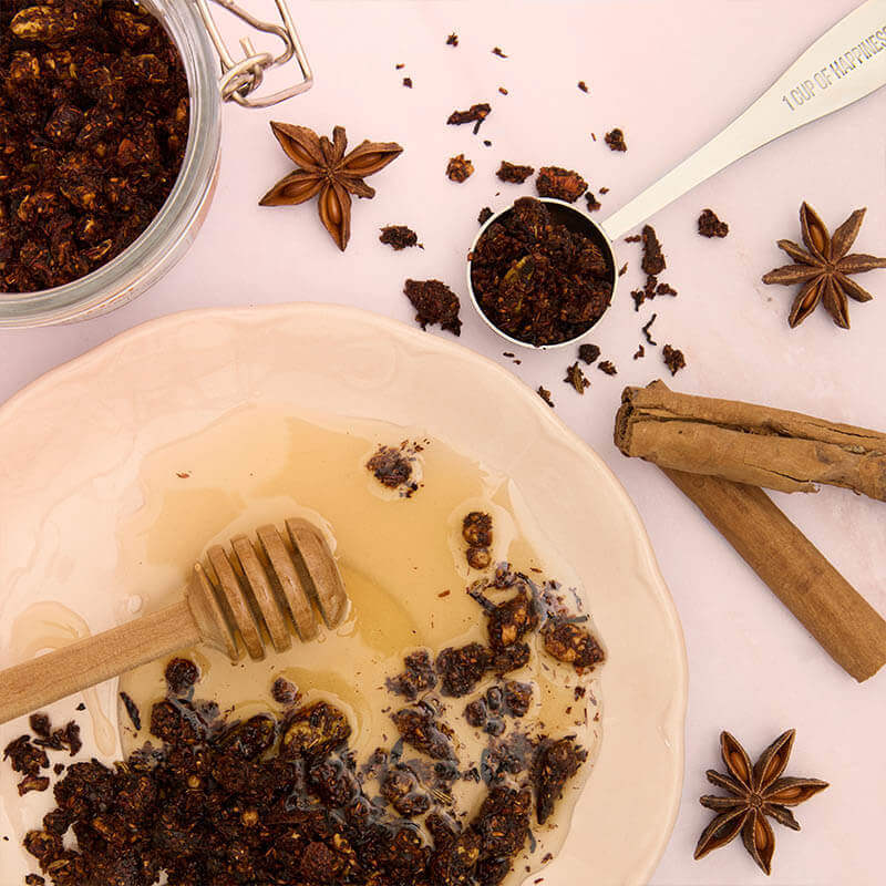 sticky chai spices with honey