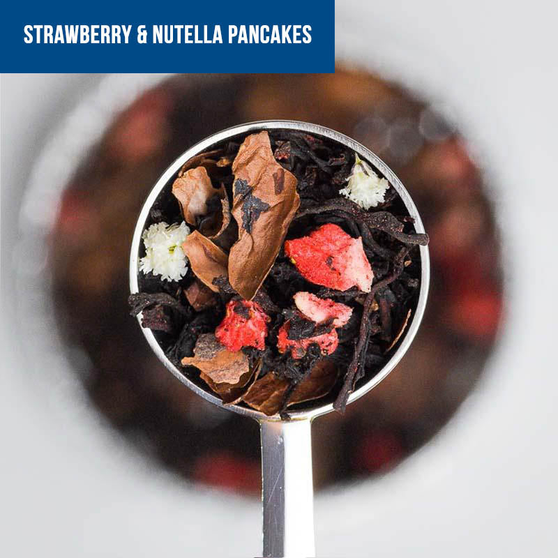 strawberry nutella pancakes tea