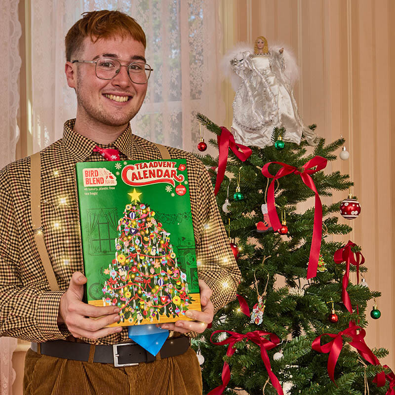 tea advent calendar by christmas tree