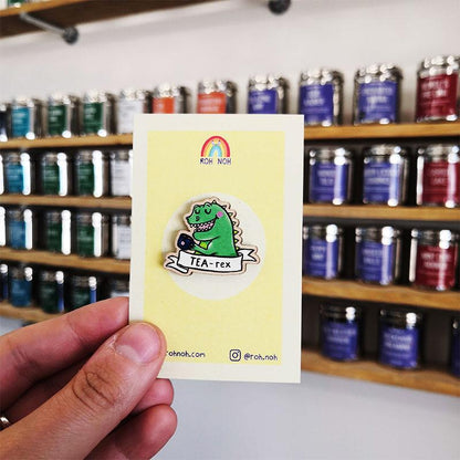 tea rex pin badge